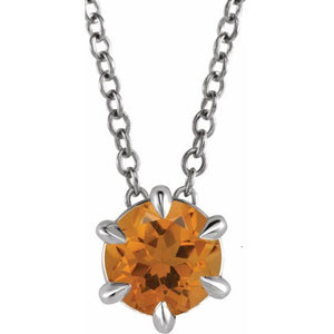 Natural Aquamarine Round Solitaire Necklace in 14K Gold, Sterling Silver & Platinum