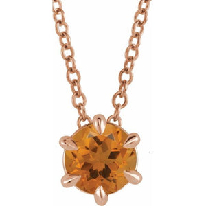 Natural Aquamarine Round Solitaire Necklace in 14K Gold, Sterling Silver & Platinum