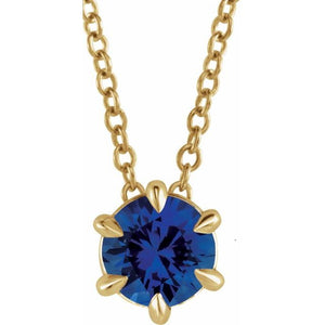 Radiant Sapphire Solitaire Necklace in 14K Gold, Sterling Silver & Platinum