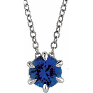 Radiant Sapphire Solitaire Necklace in 14K Gold, Sterling Silver & Platinum