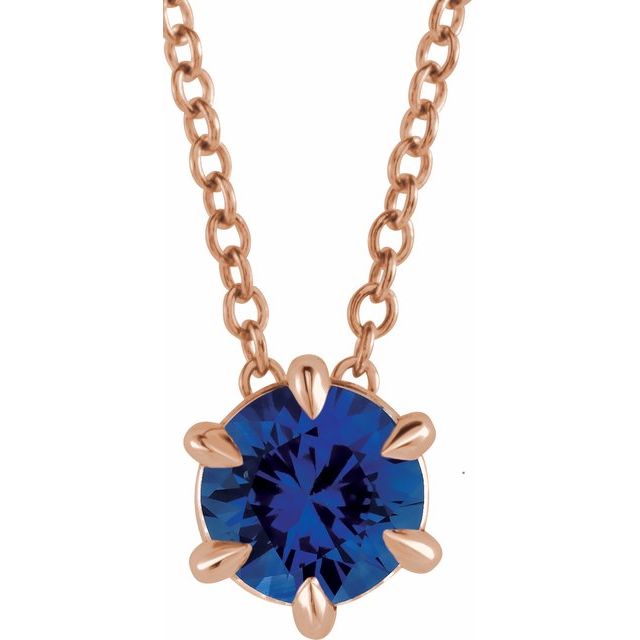 Natural Aquamarine Round Solitaire Necklace in 14K Gold, Sterling Silver & Platinum