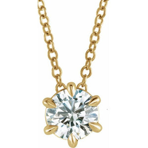 14K Gold Natural Diamond Solitaire Necklace