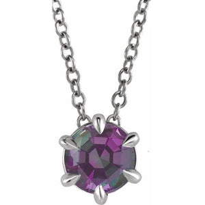 Lab-Grown Alexandrite Solitaire Necklace in 14K Gold, Silver & Platinum