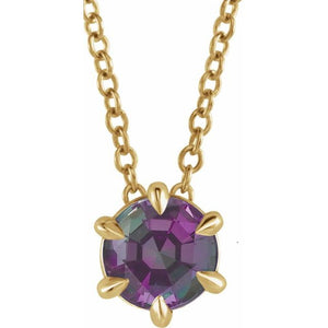 Lab-Grown Alexandrite Solitaire Necklace in 14K Gold, Silver & Platinum
