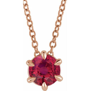 14K Gold Natural Diamond Solitaire Necklace