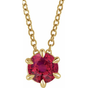 14K Gold Natural Diamond Solitaire Necklace