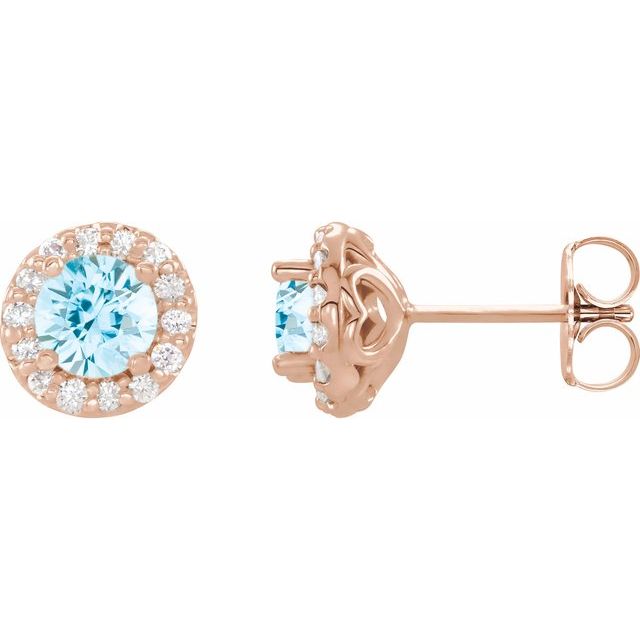1/10 CTW Natural Blue Zircon and Diamond Halo Earrings in 14K Gold, Silver & Platinum