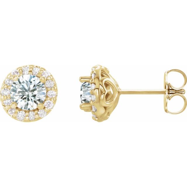 1/10 CTW Natural Blue Zircon and Diamond Halo Earrings in 14K Gold, Silver & Platinum
