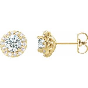 1/10 CTW Natural Blue Zircon and Diamond Halo Earrings in 14K Gold, Silver & Platinum