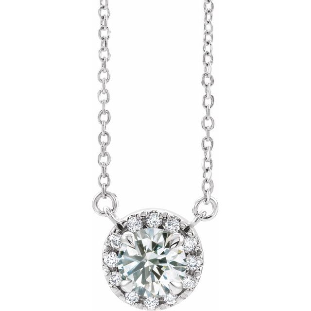 1/8 CTW Natural Diamond Round Necklace in 14K Gold & Platinum