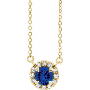 14K Gold Alexandrite And Diamond Necklace