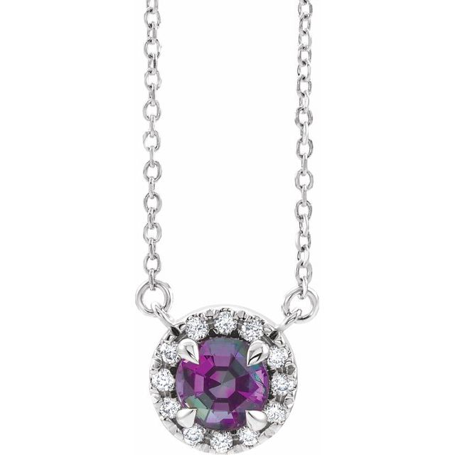 14K Gold Alexandrite And Diamond Necklace