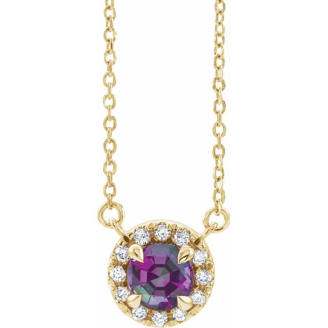 14K Gold Alexandrite And Diamond Necklace