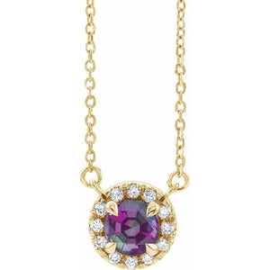 14K Gold Alexandrite And Diamond Necklace