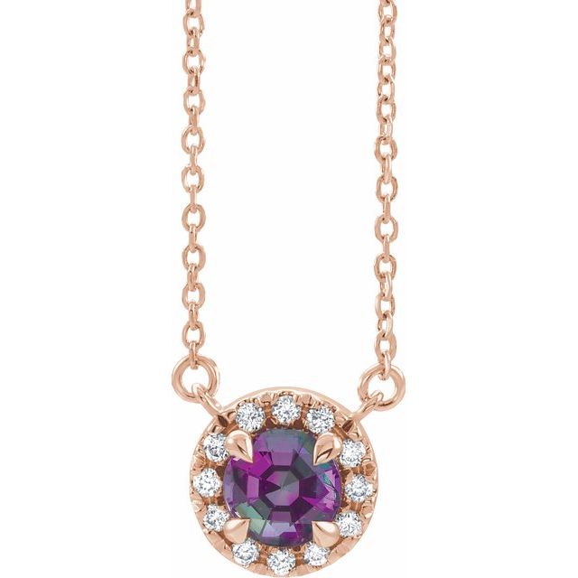 14K Gold Alexandrite And Diamond Necklace
