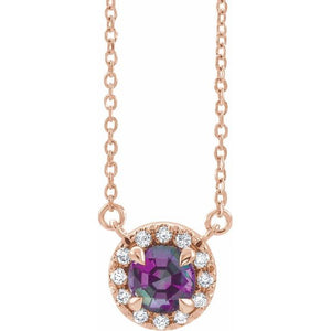 14K Gold Alexandrite And Diamond Necklace