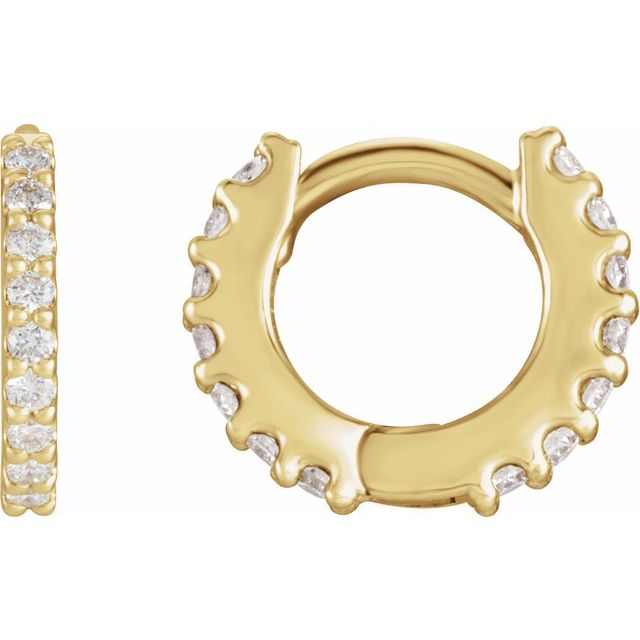 14K Gold Natural Diamond Hoop Earrings - Options Available