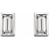 14K White Gold .07 CTW Natural Diamond Baguette Earrings