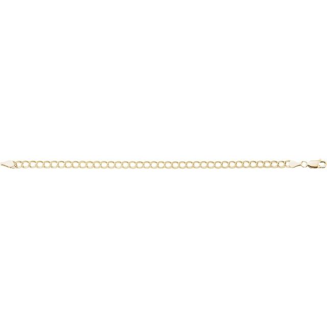 14K Yellow Gold 4 mm Curb Charm Bracelet - Elegant Luxury Design