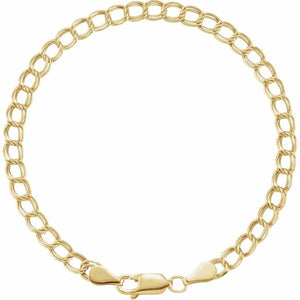 14K Yellow Gold 4 mm Curb Charm Bracelet - Elegant Luxury Design