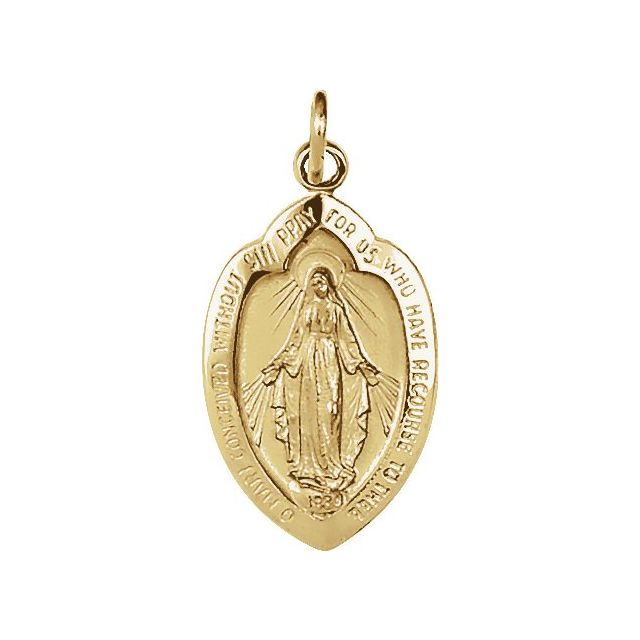 Sterling Silver 23x15 mm Oval Miraculous Medal Necklace - Elegant Design