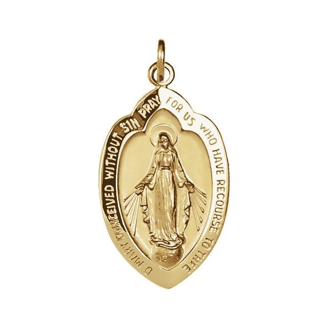 Sterling Silver 23x15  mm Oval Miraculous Medal 18" Necklace