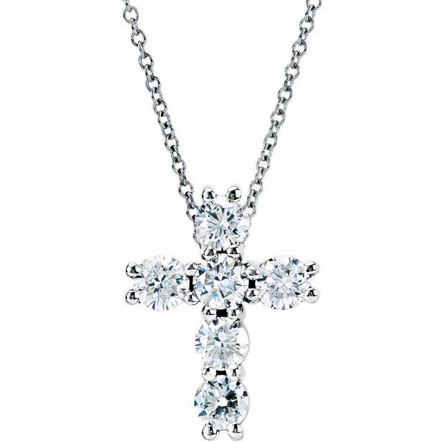 1/4 CTW Lab-Grown Diamond Radiant Cross Necklace in 14K Gold