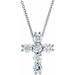1/4 CTW Lab-Grown Diamond Radiant Cross Necklace in 14K Gold