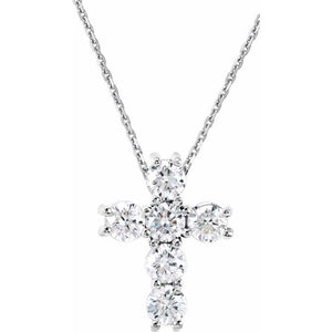 1/4 CTW Natural Diamond Radiant Cross Necklace in 14K Gold