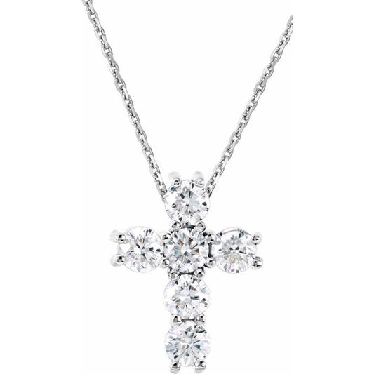 1/4 CTW Natural Diamond Radiant Cross Necklace in 14K Gold