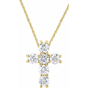 1/4 CTW Lab-Grown Diamond Radiant Cross Necklace in 14K Gold