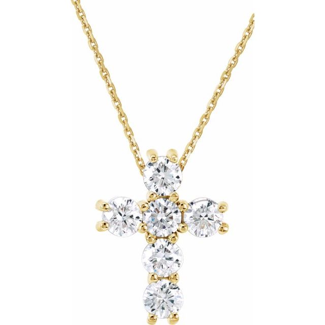 14K Yellow Gold Natural Diamond Cross Pendant - 1/3 CTW