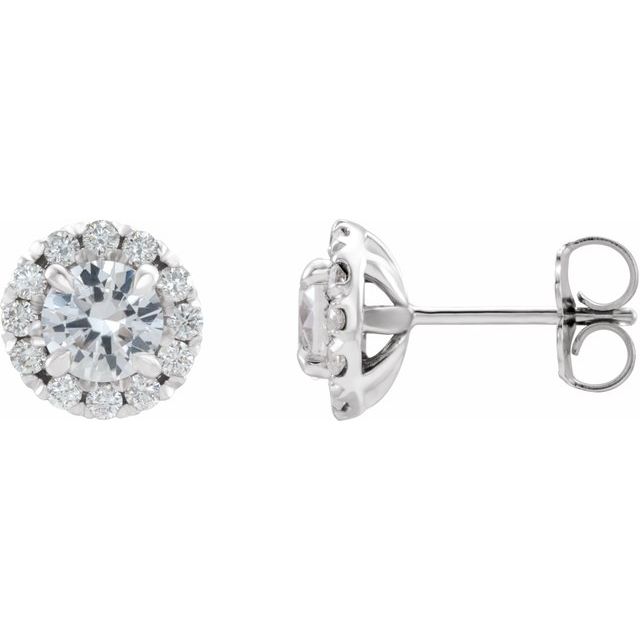 5/8 CTW Natural Diamond Halo-Style Earrings in 14K Gold & Silver