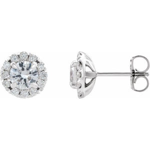 5/8 CTW Natural Diamond Halo-Style Earrings in 14K Gold & Silver