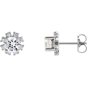 1/2 CTW Natural Diamond Round Stud Earrings in 14K Gold & Platinum