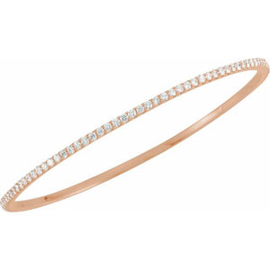 14K Gold Natural Diamond Bangle Bracelet