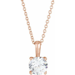 1/4 CTW Natural Diamond Round Solitaire Necklace in 14K Gold and Platinum