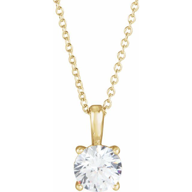 1/4 CTW Natural Diamond Round Solitaire Necklace in 14K Gold and Platinum