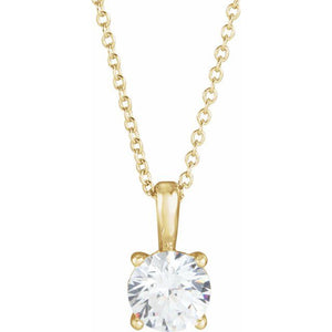 1/4 CTW Natural Diamond Round Solitaire Necklace in 14K Gold and Platinum