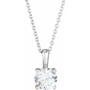 1/4 CTW Natural Diamond Round Solitaire Necklace in 14K Gold and Platinum