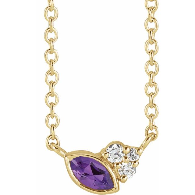 14K Gold Alexandrite and Diamond Necklace - Options Available