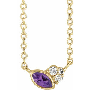 14K Gold Alexandrite and Diamond Necklace - Options Available