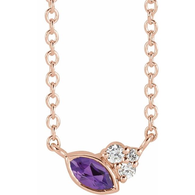 14K Gold Alexandrite and Diamond Necklace - Options Available