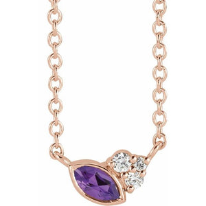 14K Gold Alexandrite and Diamond Necklace - Options Available