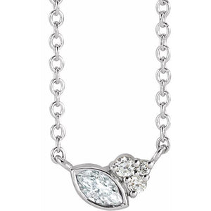 1/10 CTW Natural Marquise Diamond Scattered Multi-Shaped Necklace in 14K Gold & Platinum