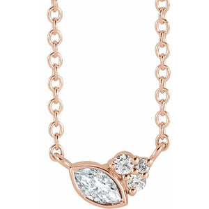 1/10 CTW Natural Marquise Diamond Scattered Multi-Shaped Necklace in 14K Gold & Platinum