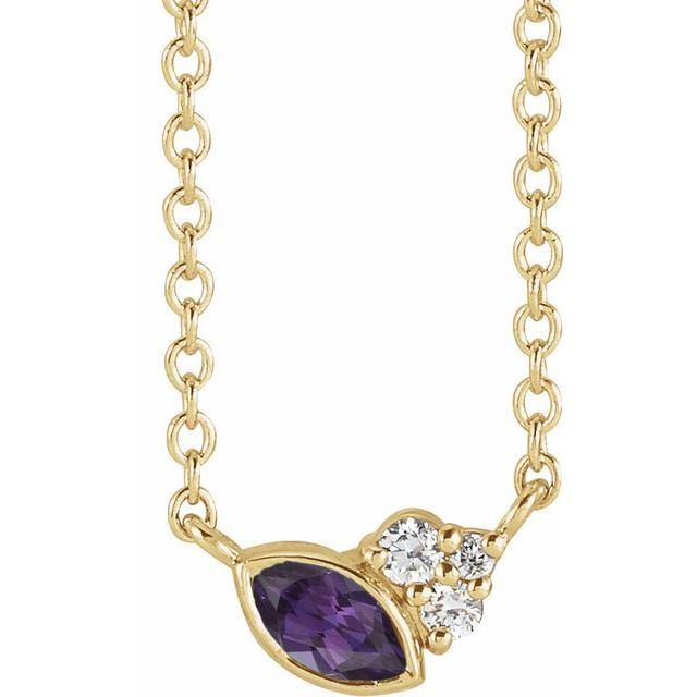 14K Gold Alexandrite and Diamond Necklace - Options Available