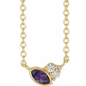 14K Gold Alexandrite and Diamond Necklace - Options Available