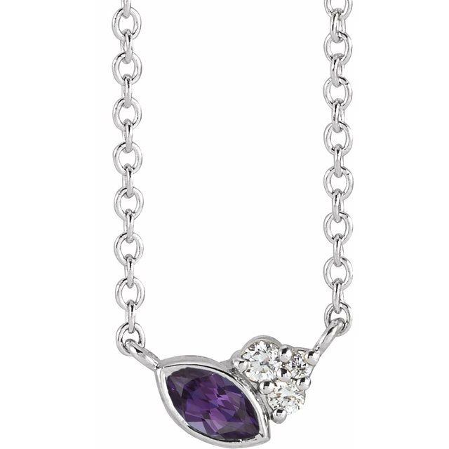 14K Gold Alexandrite and Diamond Necklace - Options Available