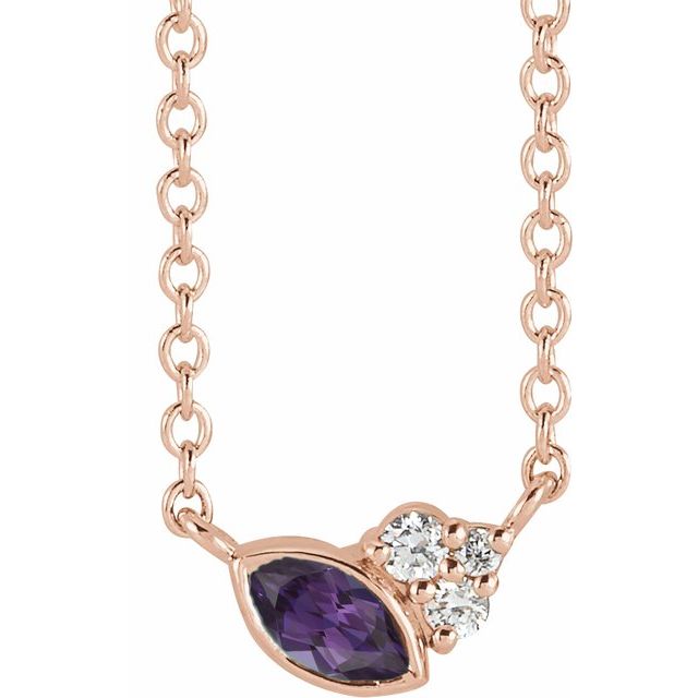 14K Gold Alexandrite and Diamond Necklace - Options Available